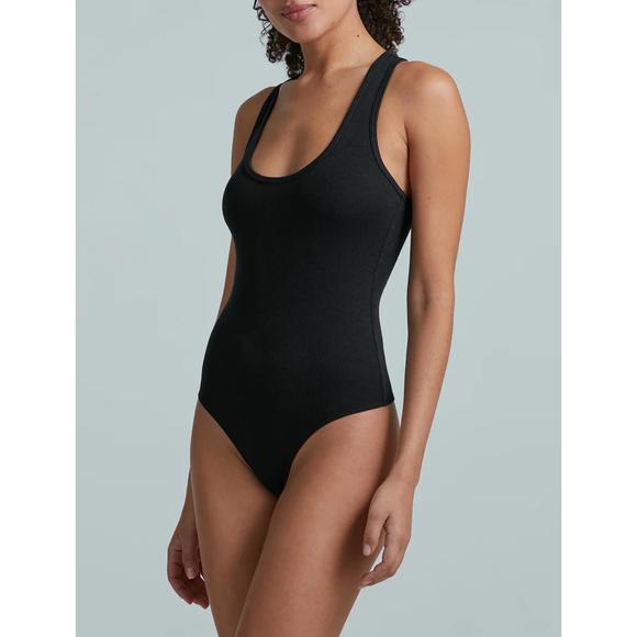 Commando Studio Rib Racerback Bra - Seamless Pull-On Bralette (Black, Medium-Large) - View #6